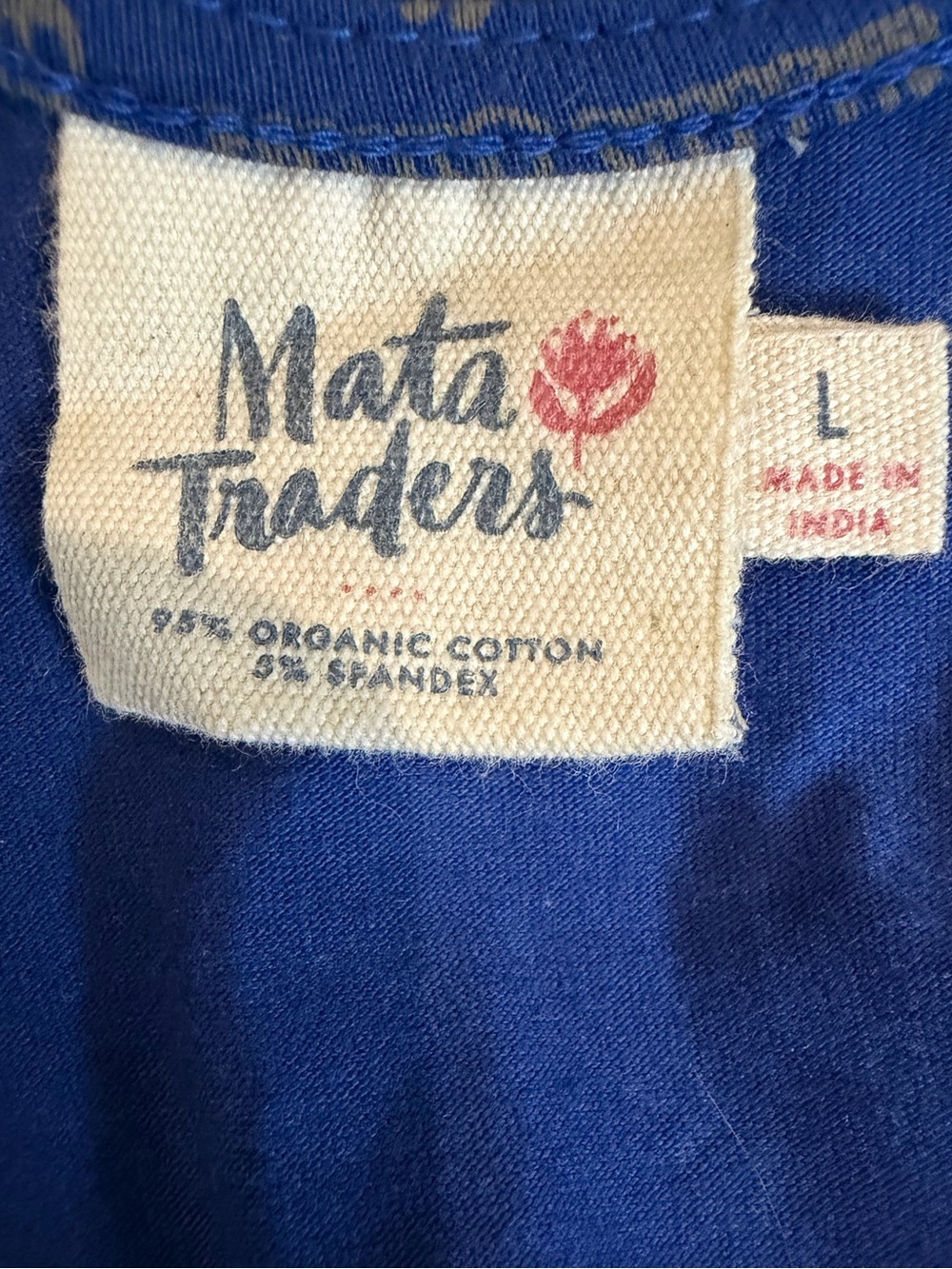 Mata Traders- Woodlands Theme Organic Cotton Blue Dress with Tan Nature Print - Picture 6 of 6